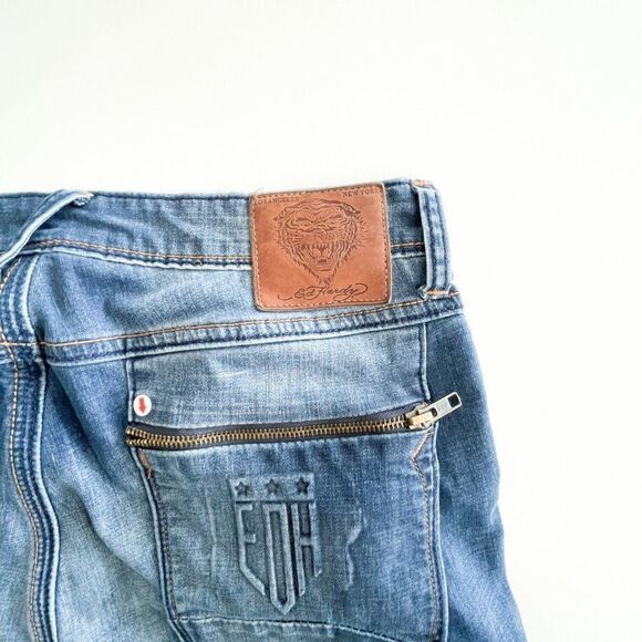 Ed Hardy Skuller Jeans Punk's Not Dead Distressed Destroyed Men's 32 - Picture 8 of 16